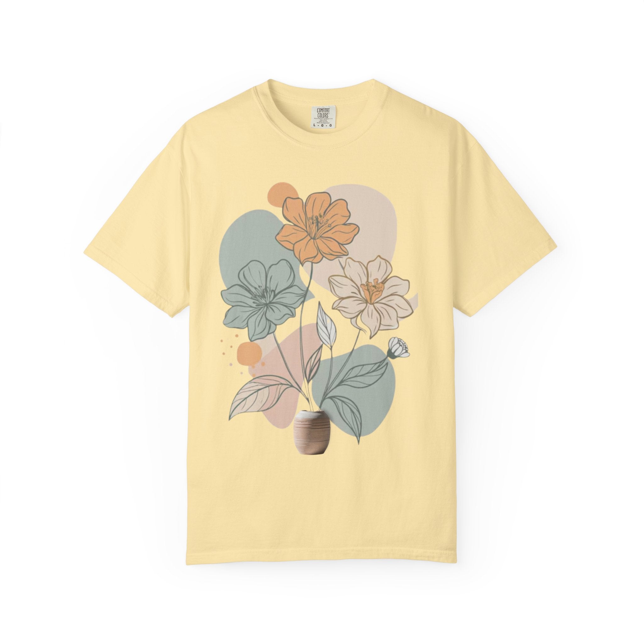 T shirt floral minimaliste boheme nature pastel