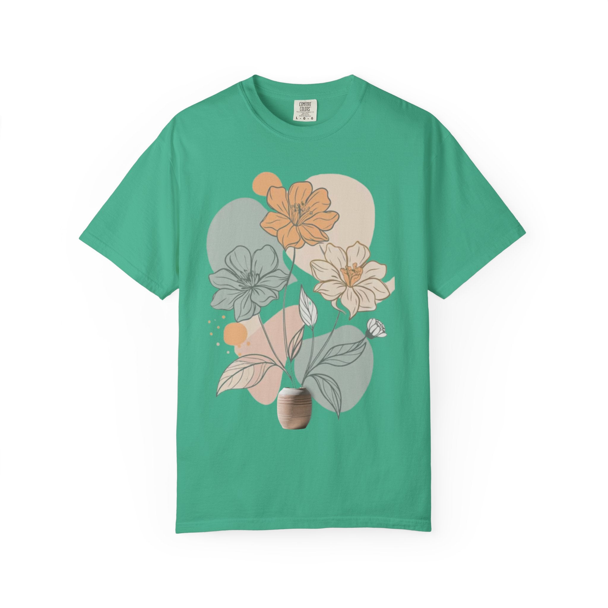 T shirt floral minimaliste boheme nature pastel