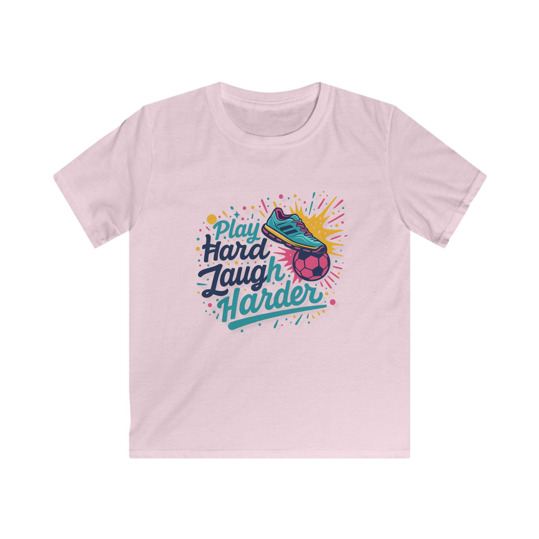 Play Hard Laugh Harder T-Shirt, Funny Soccer Gift, Motivational Sports Graphic Tee, Athletic Humor Workout Shirt